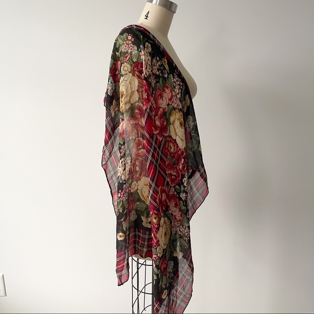 Vintage Ralph Lauren Silk Chiffon Scarf Square Red - Picture 3 of 8